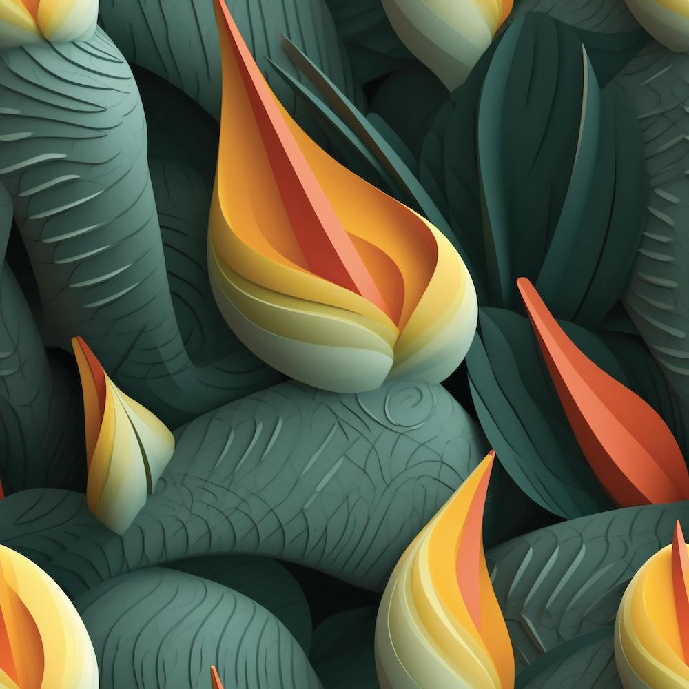 3d Tropical Flower Seamless Pattern