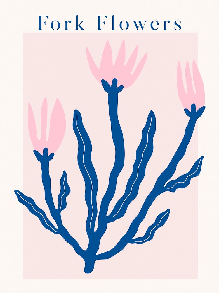 Fork Flowers Blue