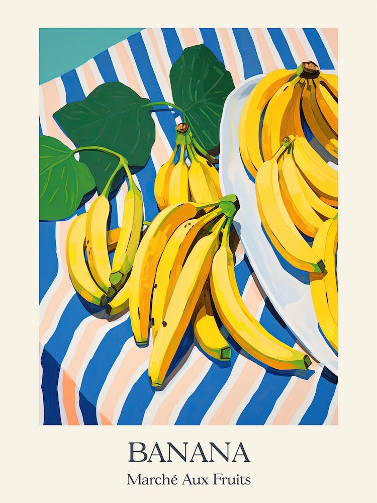 Marche Aux Fruits Bananas Fruit Summer Illustration 3