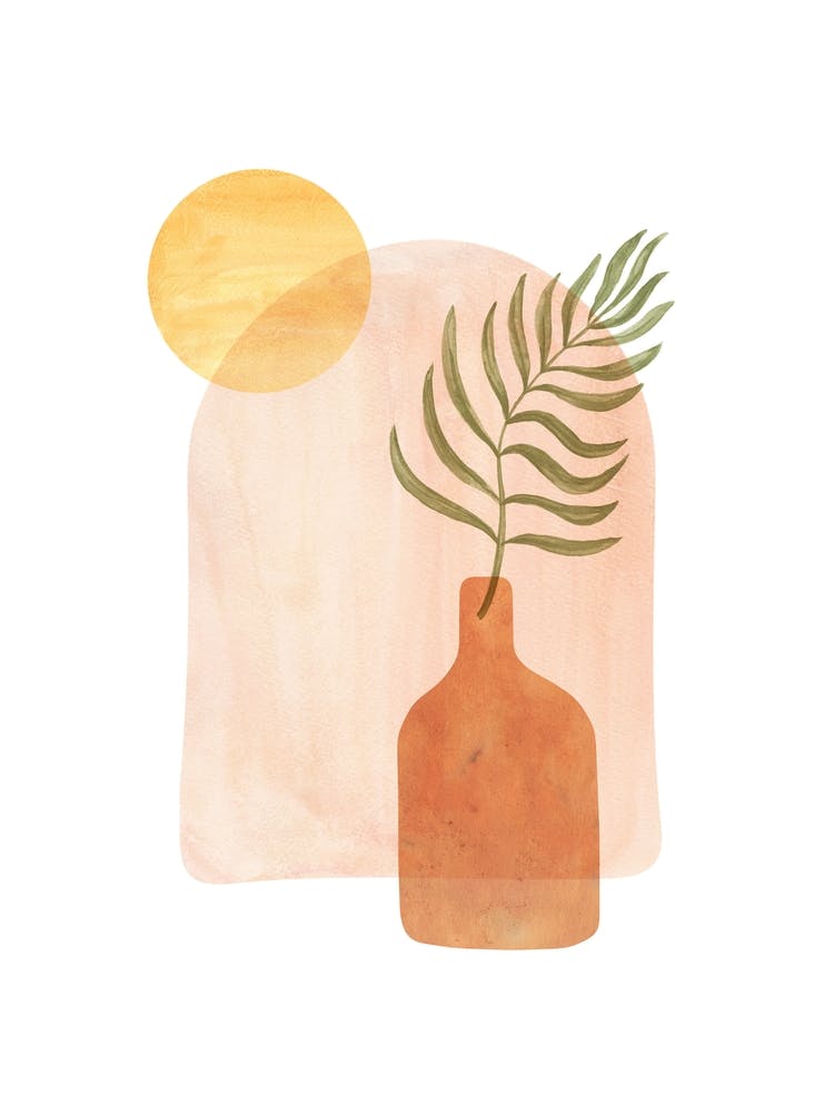 Watercolor vase and plant 1