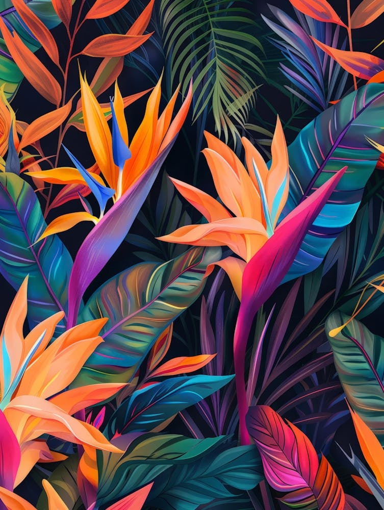 Bird Of Paradise Seamless Pattern 12