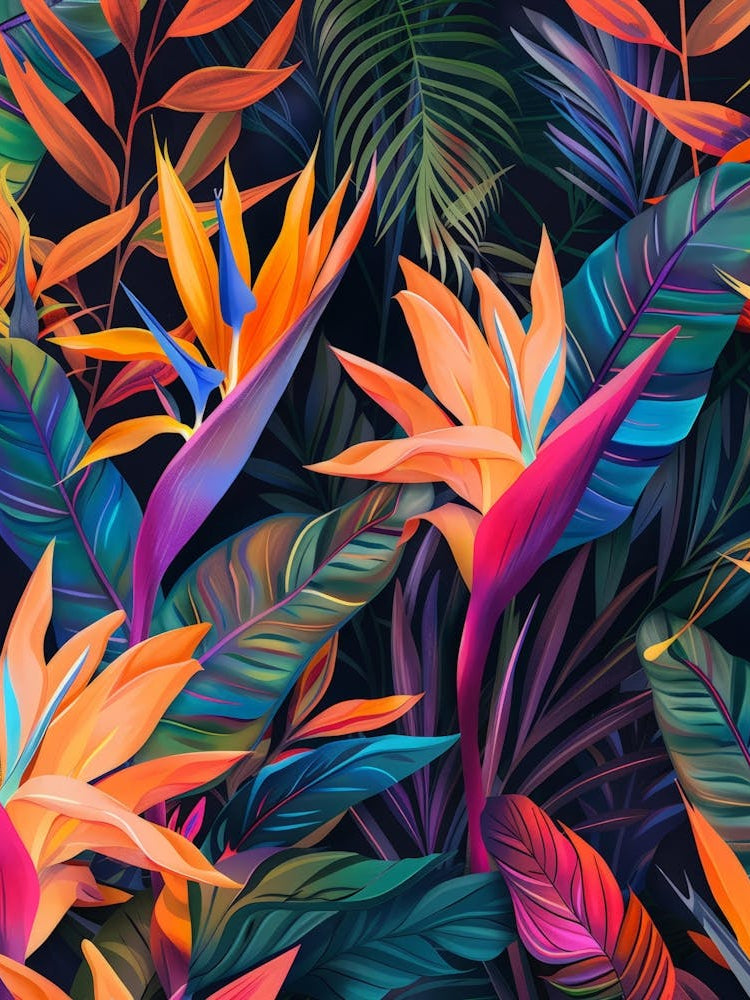 Bird Of Paradise Seamless Pattern 12