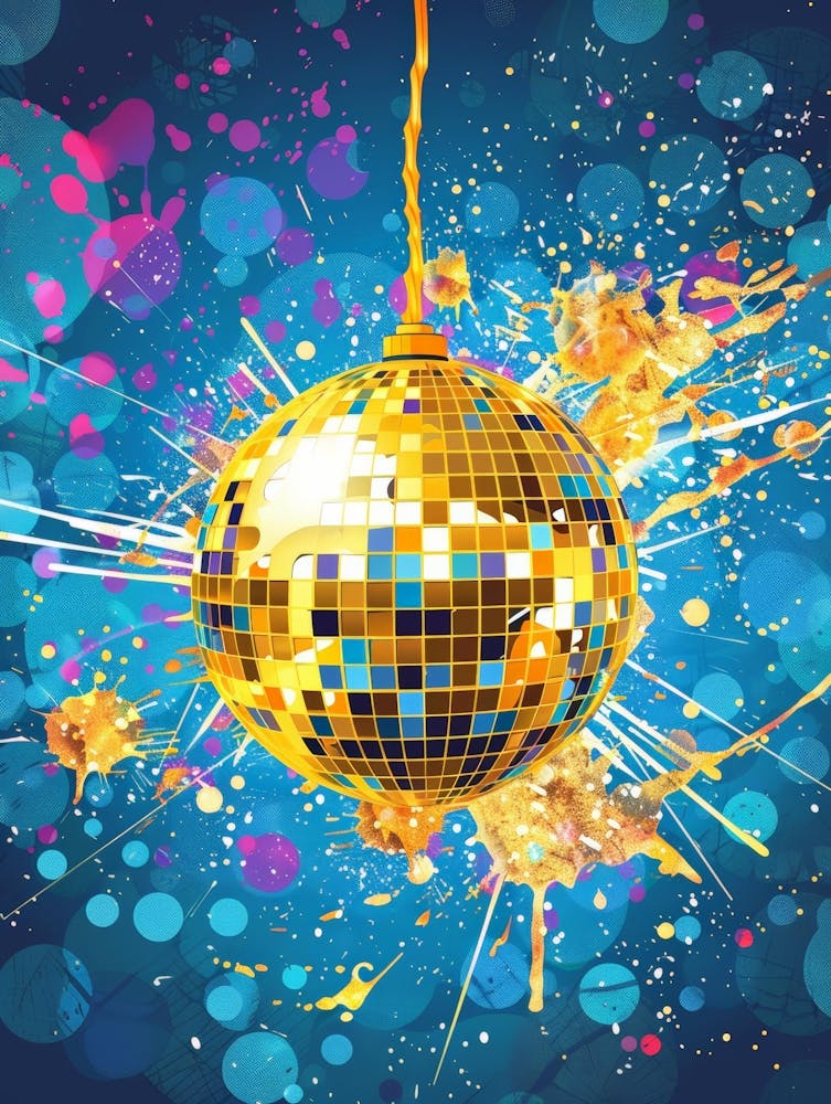 Disco Ball On Blue Background