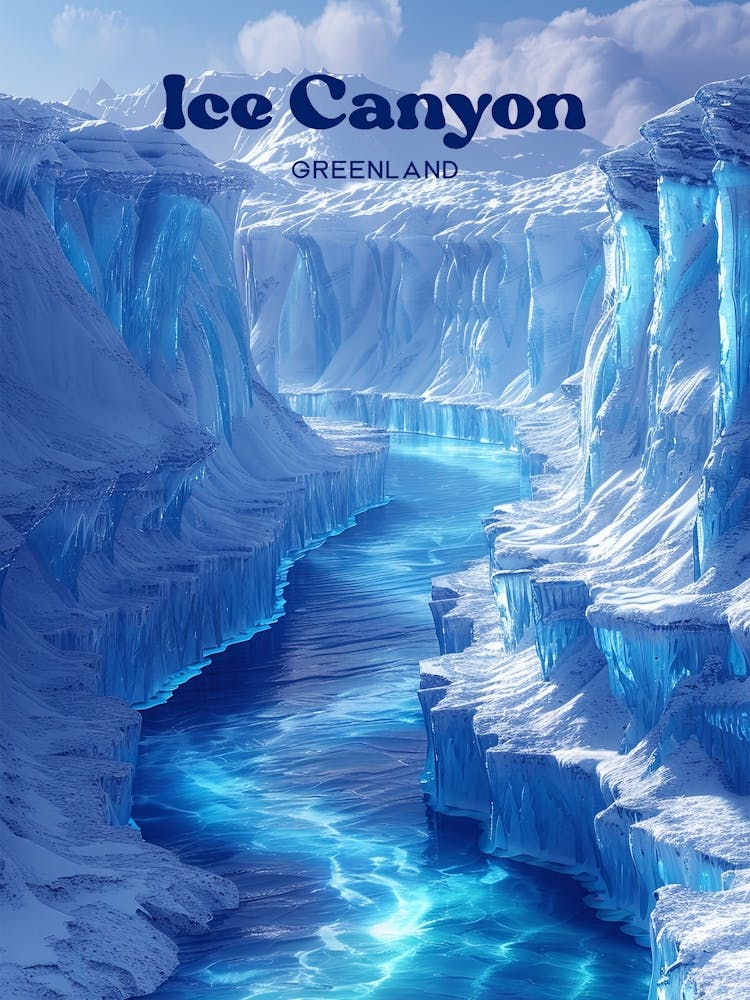 The Ice Canyons Greenland Travel Illustration