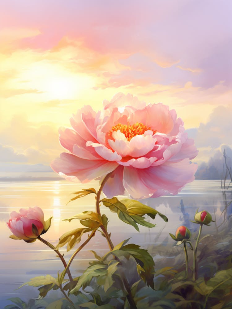 Peony In Watercolor  (4)