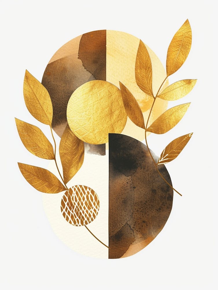 Abstract Gold Leaves Canvas Print