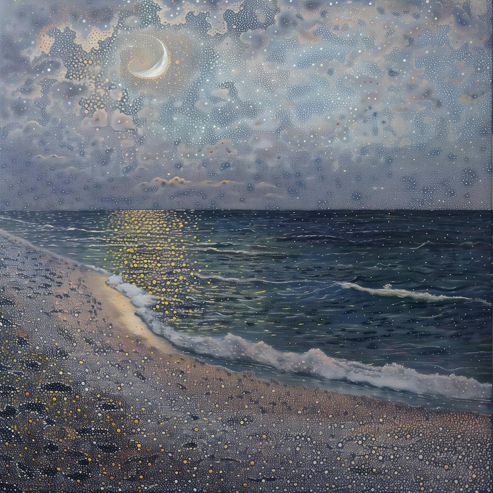 Moonlight On The Beach, Tiny Dots, Pointillism
