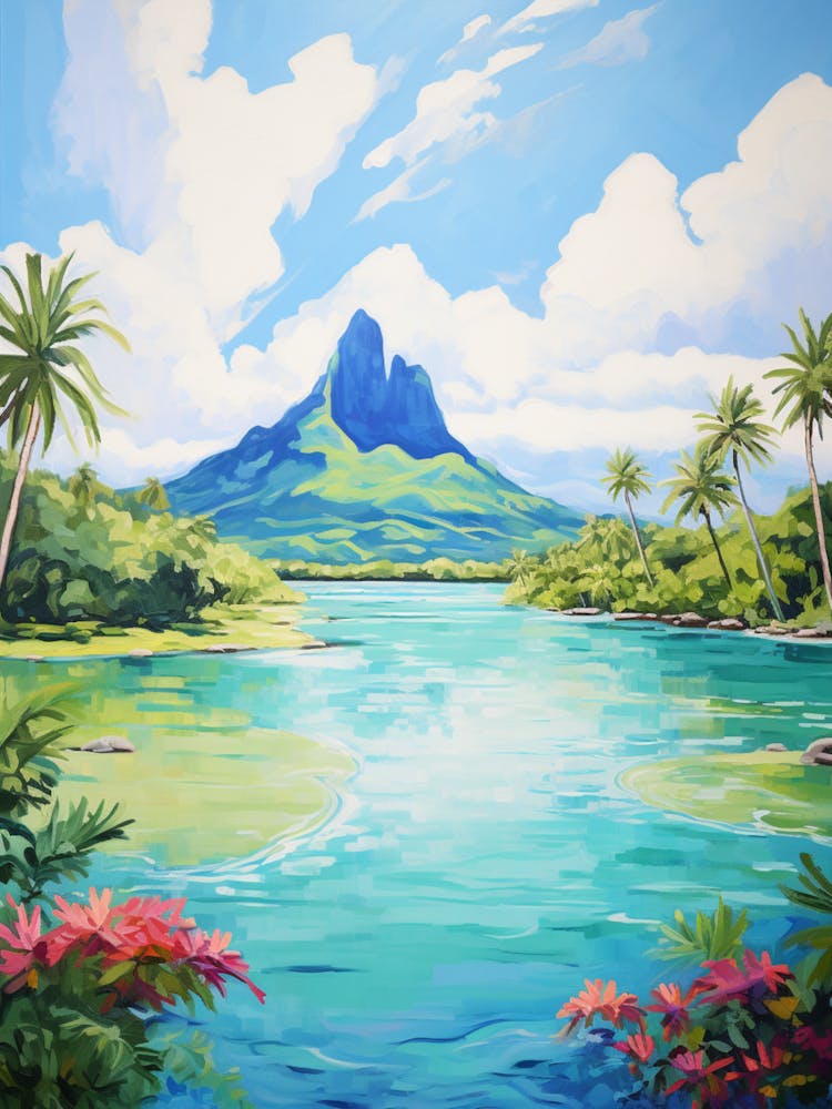 An Oil Painting Of Bora Bora, French Polynesia 1
