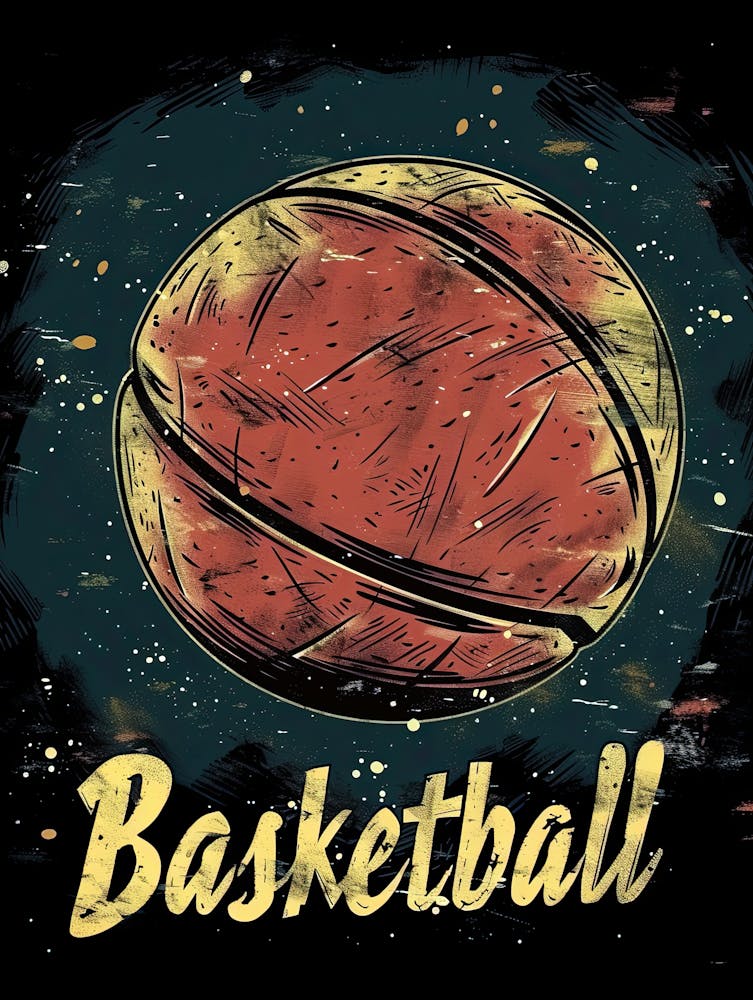 Basketball Ball Retro Poster