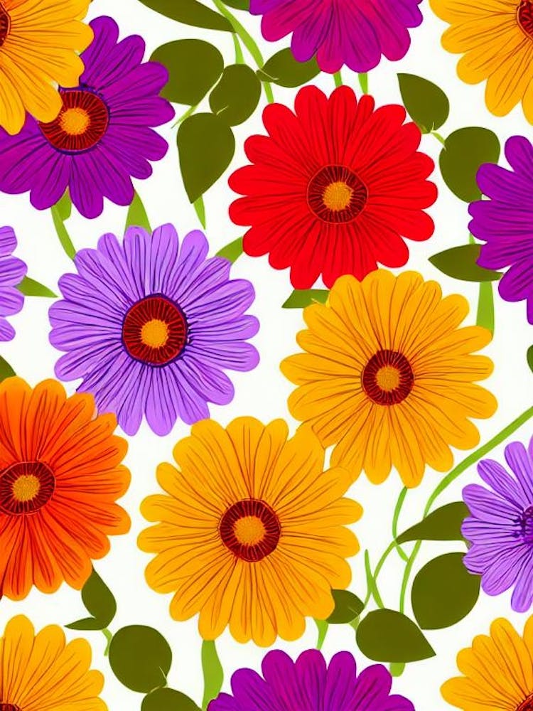 Violet Repeat Retro Flower