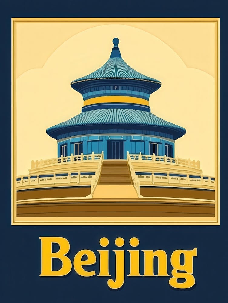 Aihrgdesign A Retro Travel Poster For Beijing Featuring The S 8014cc53 6536 4470 8734 8d9dfe9f7094 2