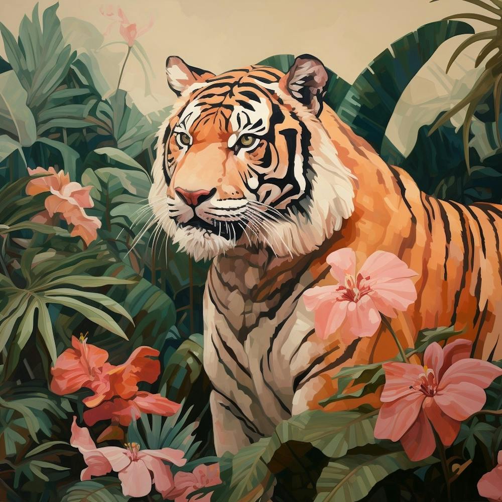 Tiger 6 Rosa Dschungel Tierporträt