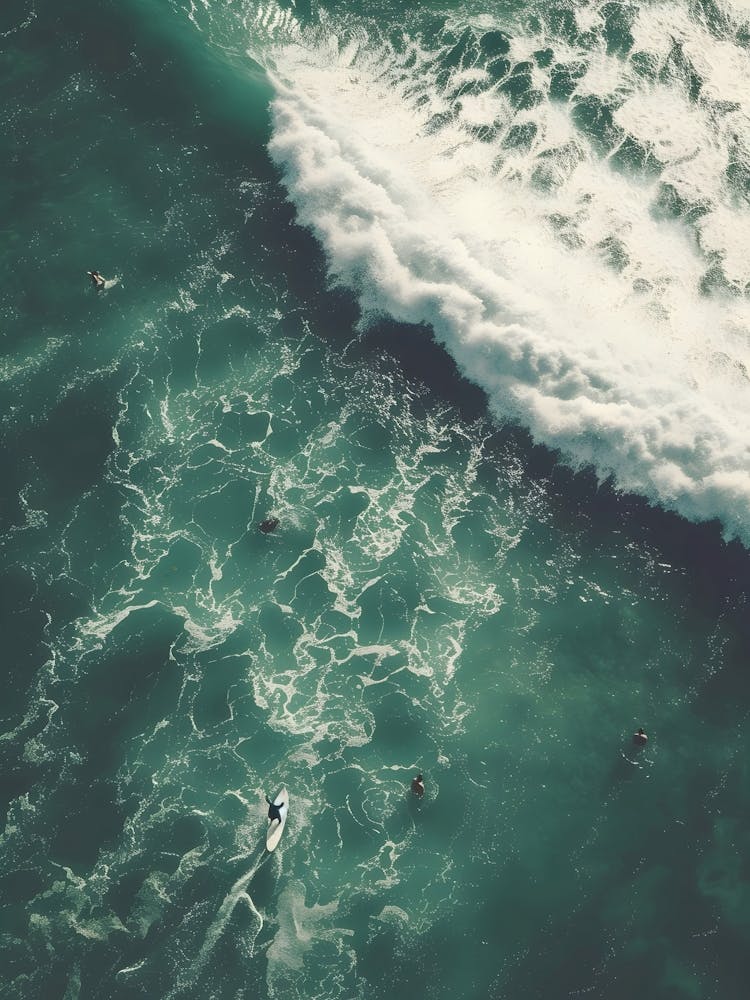 Aerial View Of Surfers In The Ocean 1
