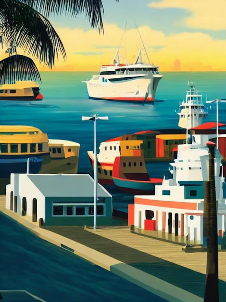 Hafen von Santo Domingo Dominikanische Republik – Vintage Hafenposter