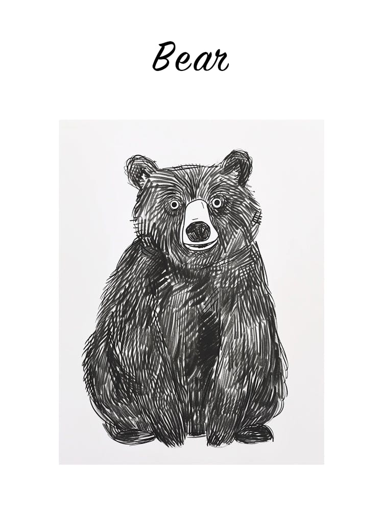 B&W Bear 2 Poster