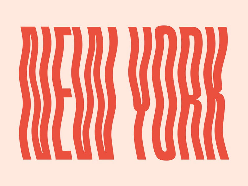 New York cool wavy fun typographic pop art (peach and red tone)