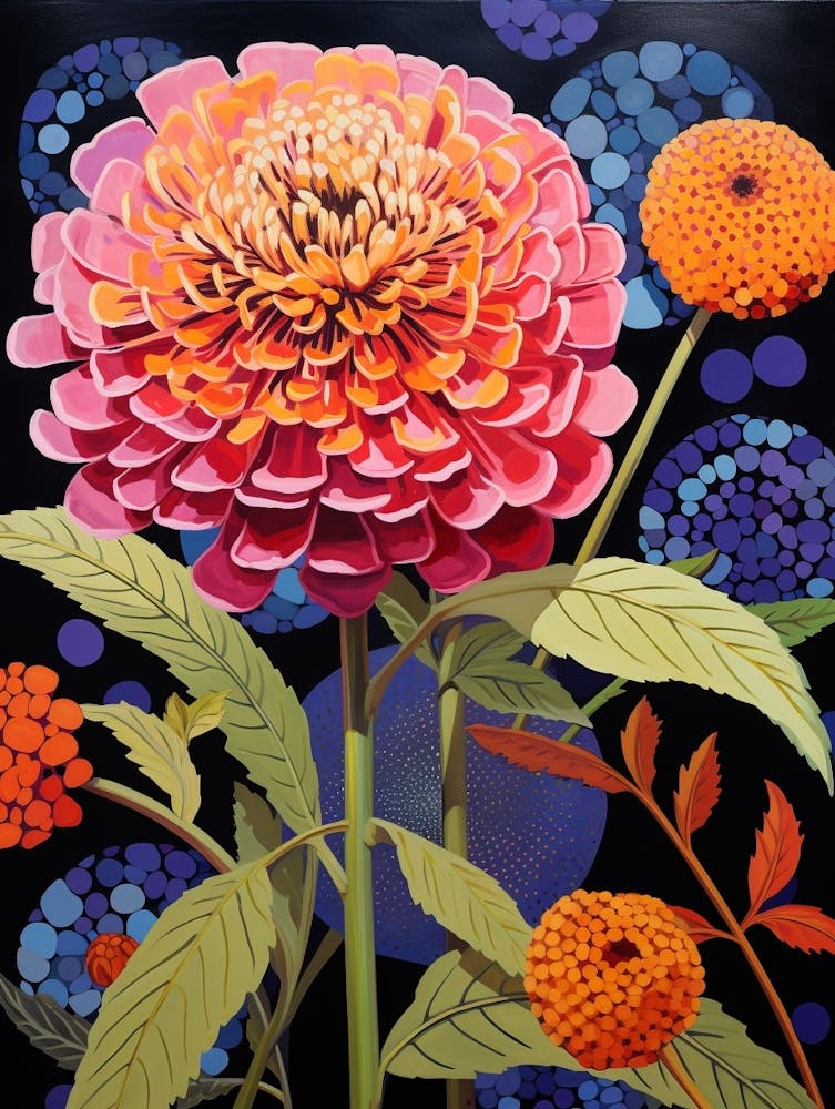 Surreal Florals Zinnia 2 Flower Painting