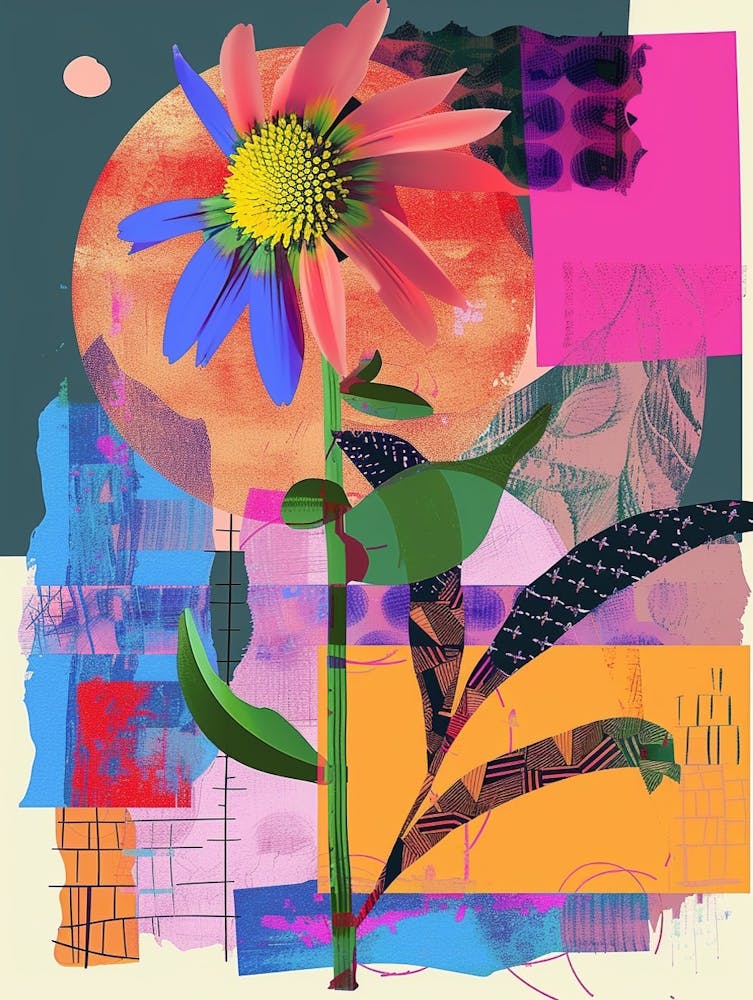 Oxeye Daisy 3 Neon Flower Collage