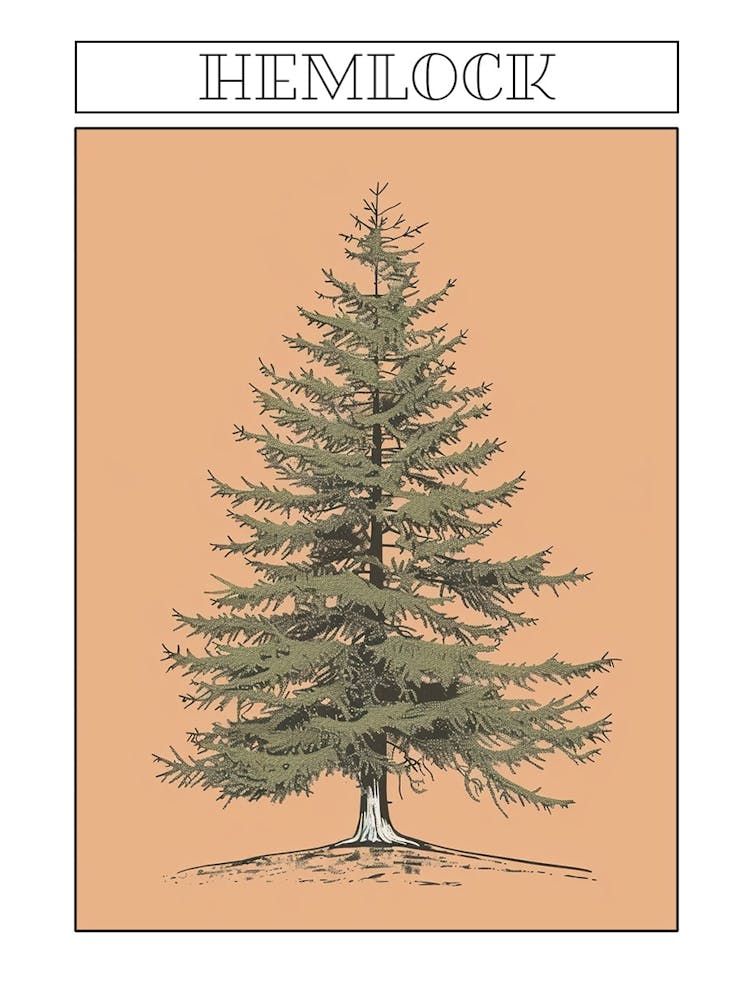 Hemlock Tree Minimalistic Drawing 2 Poster