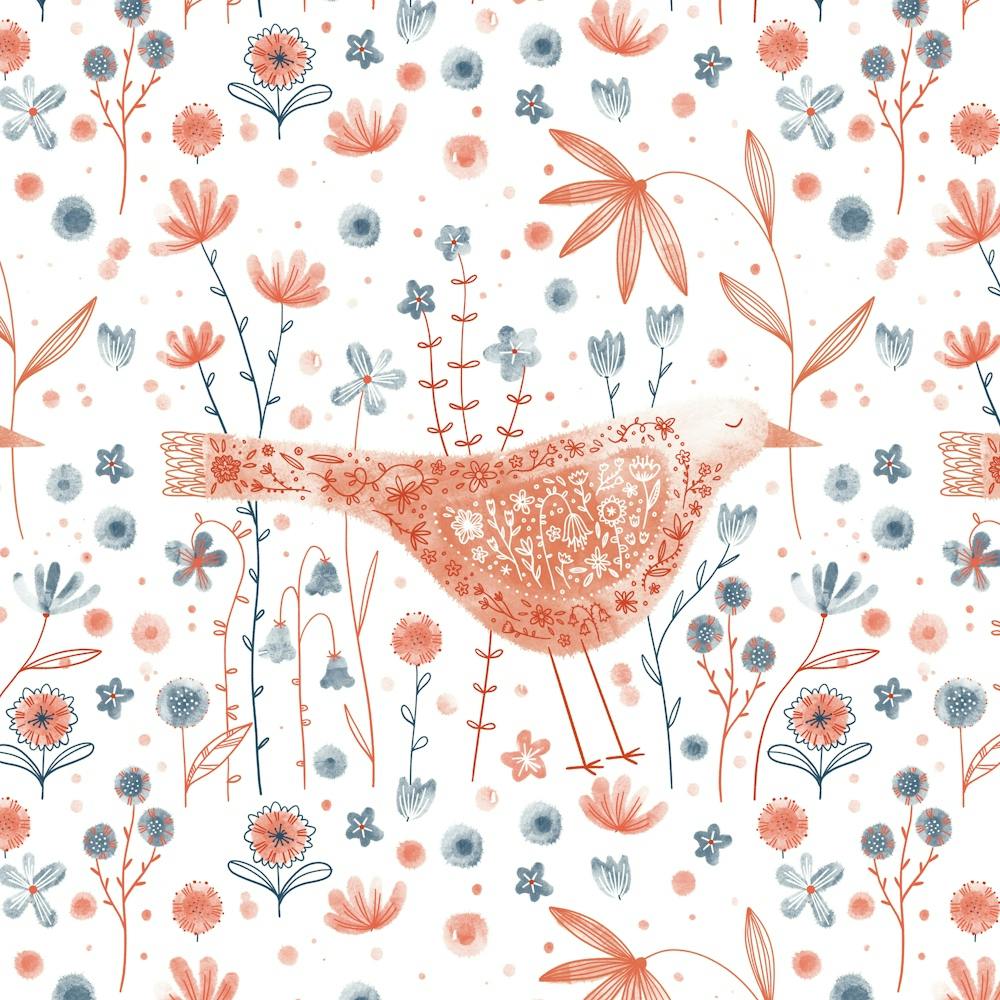 Bird In A Wildflower Meadow