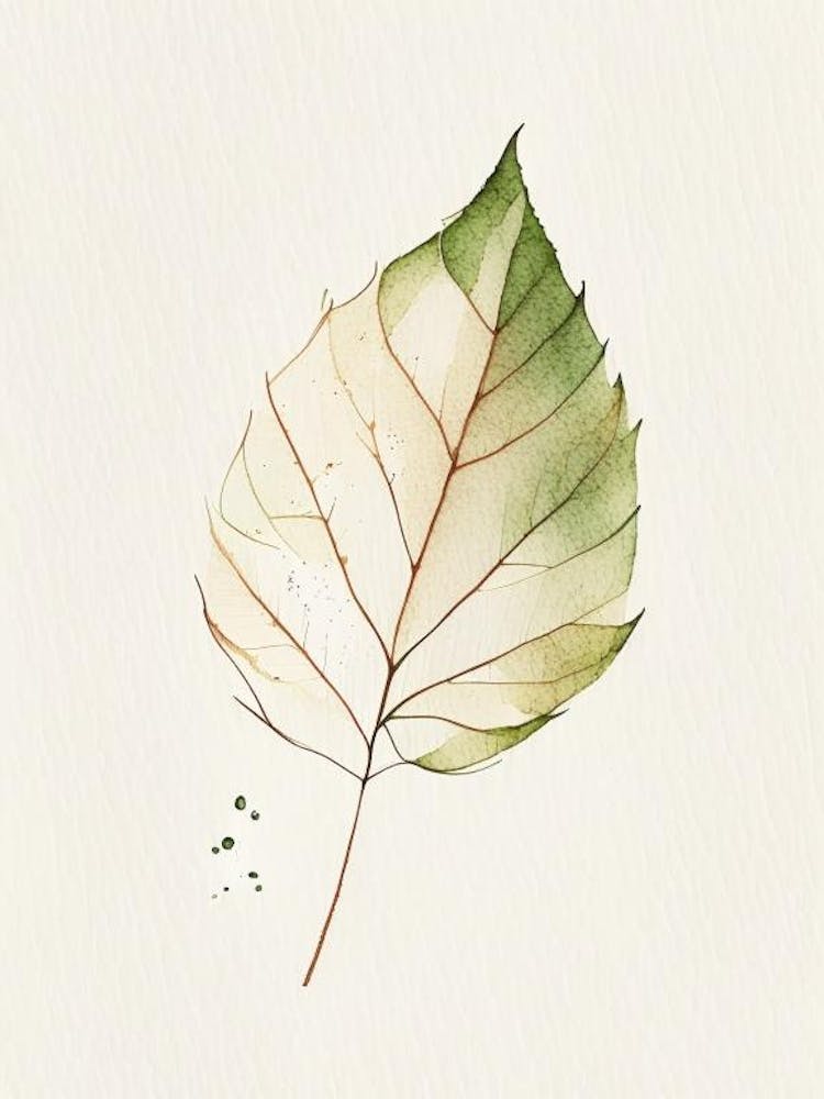 Hickory Leaf Minimalist Watercolour