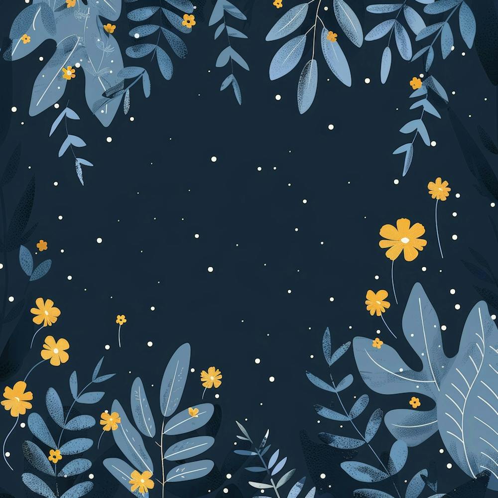 Blue Flowers And Leaves