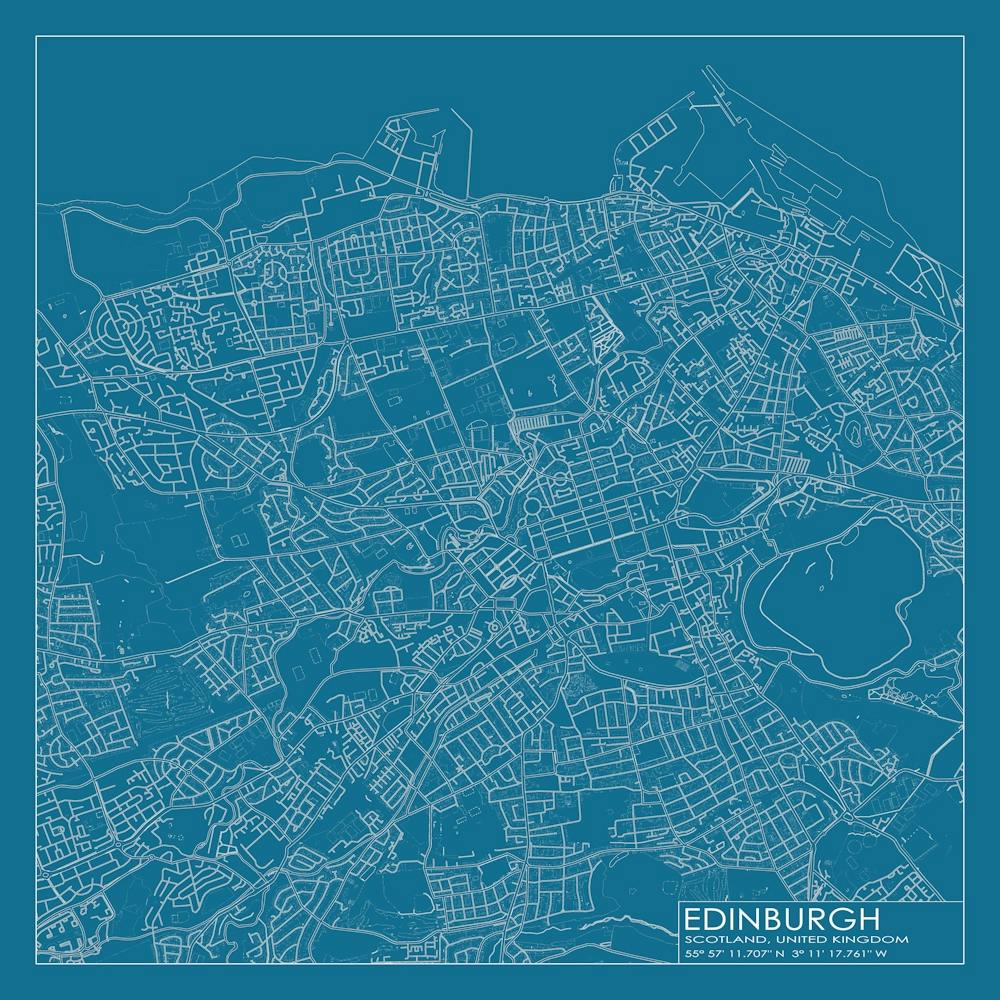 Edinburgh Scotland city map blueprint design
