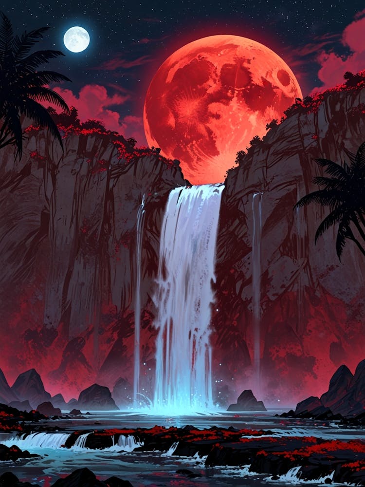 Hawaiian Waterfall Moon