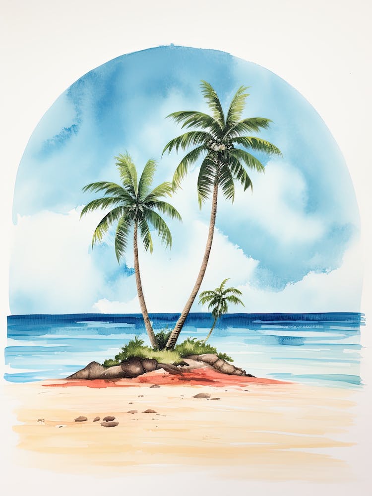Aquarell von Flamenco Beach Culebra Puerto Rico 1
