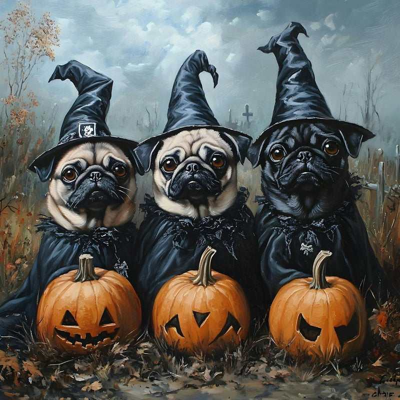 Halloween Pugs In Oil 11
