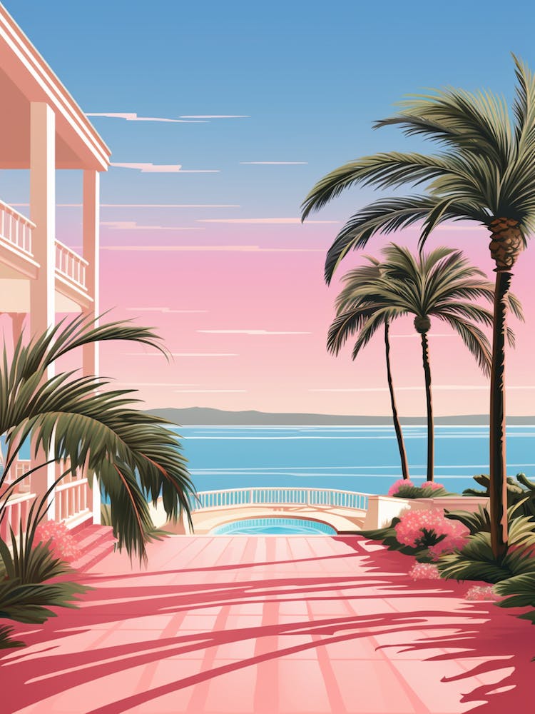 An Illustration In Pink Tones Of Palm Beach Sydney Australia 2