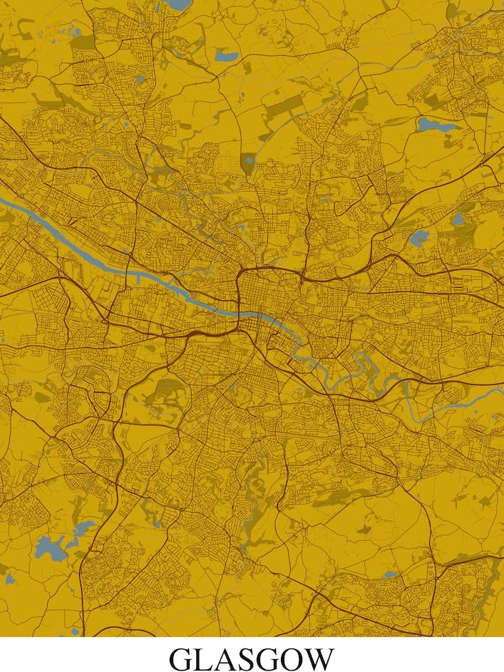 Glasgow Yellow Blue Map