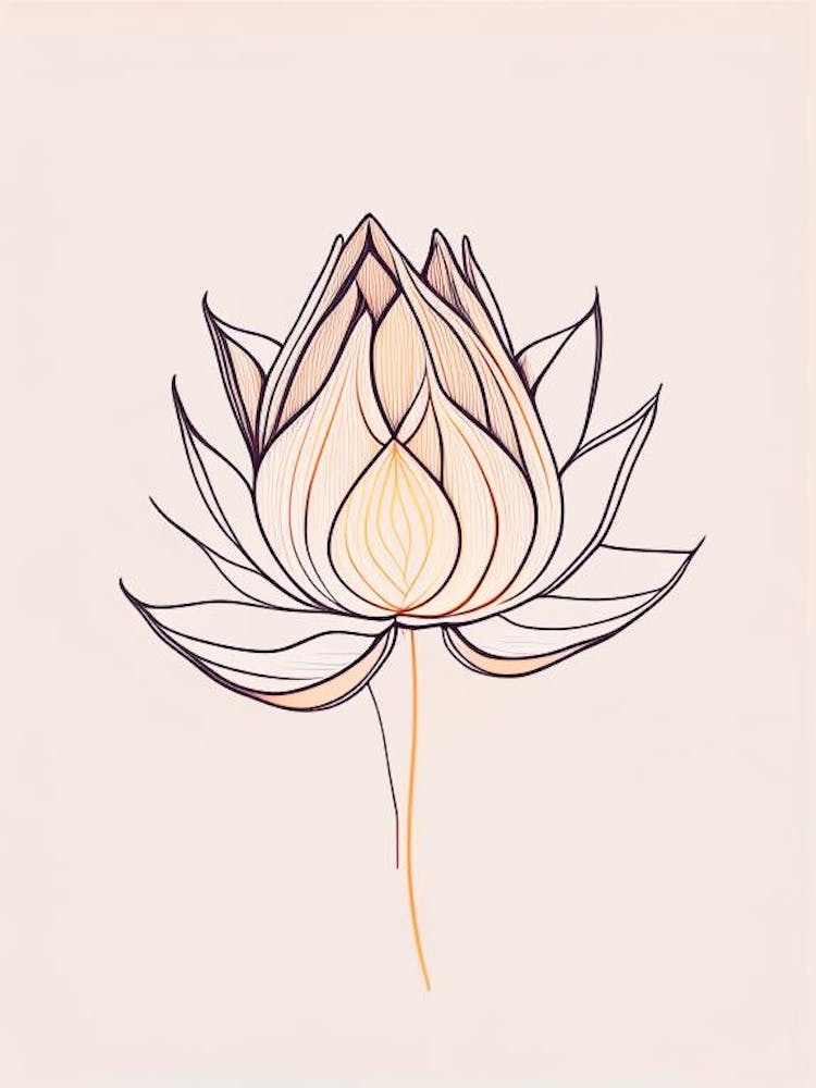 Sacred Lotus Minimal Line Drawing 1