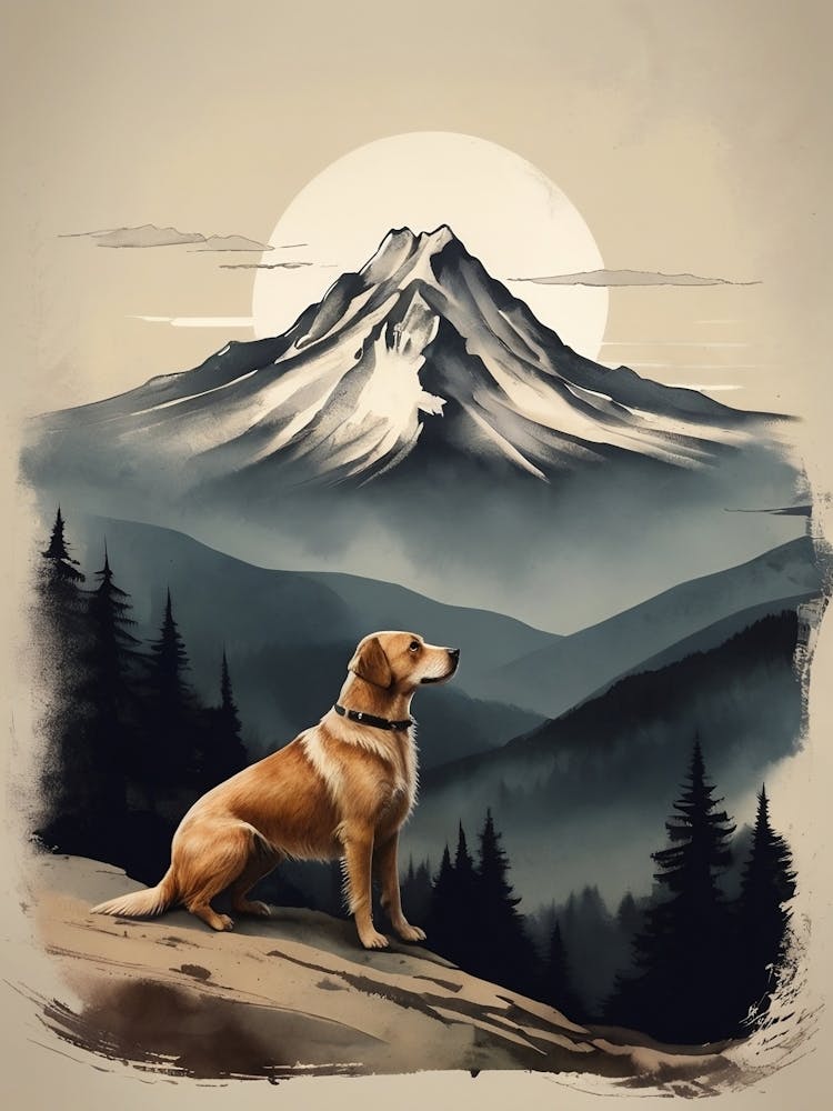 Golden Retriever In The Mountains