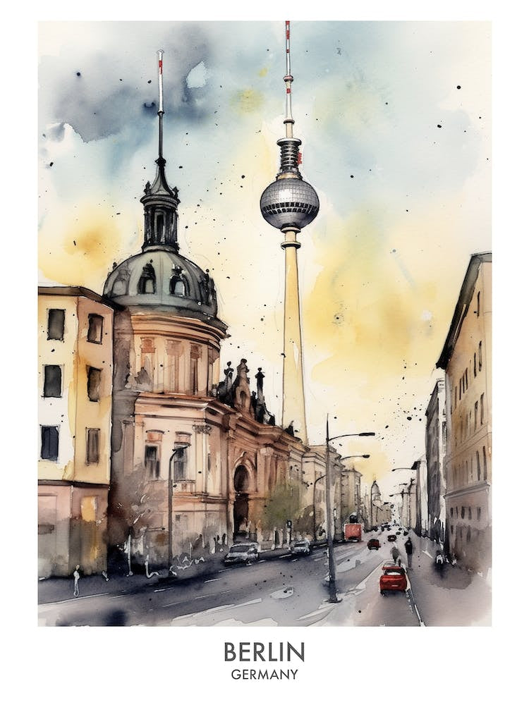 Berlin Germany Watercolour Travel Poster 1