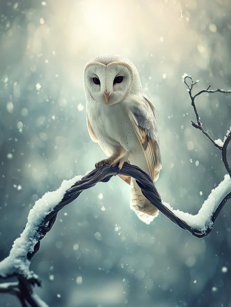 Barn Owl In The Snow. Generated with AI. 1