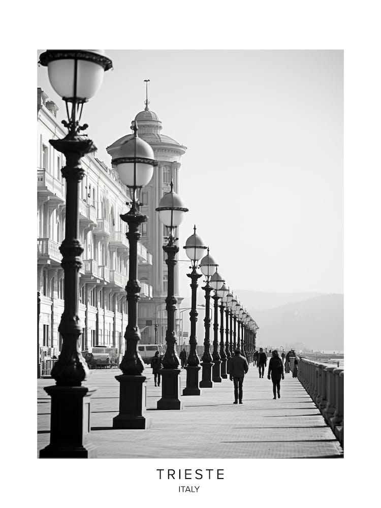 Poster Of Trieste, Italy, Black And White Analogue Photography 1
