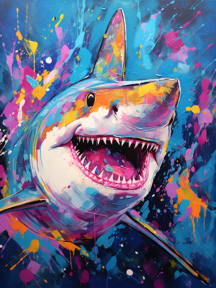  A Great Hammerhead Shark Vibrant Paint Splash 2