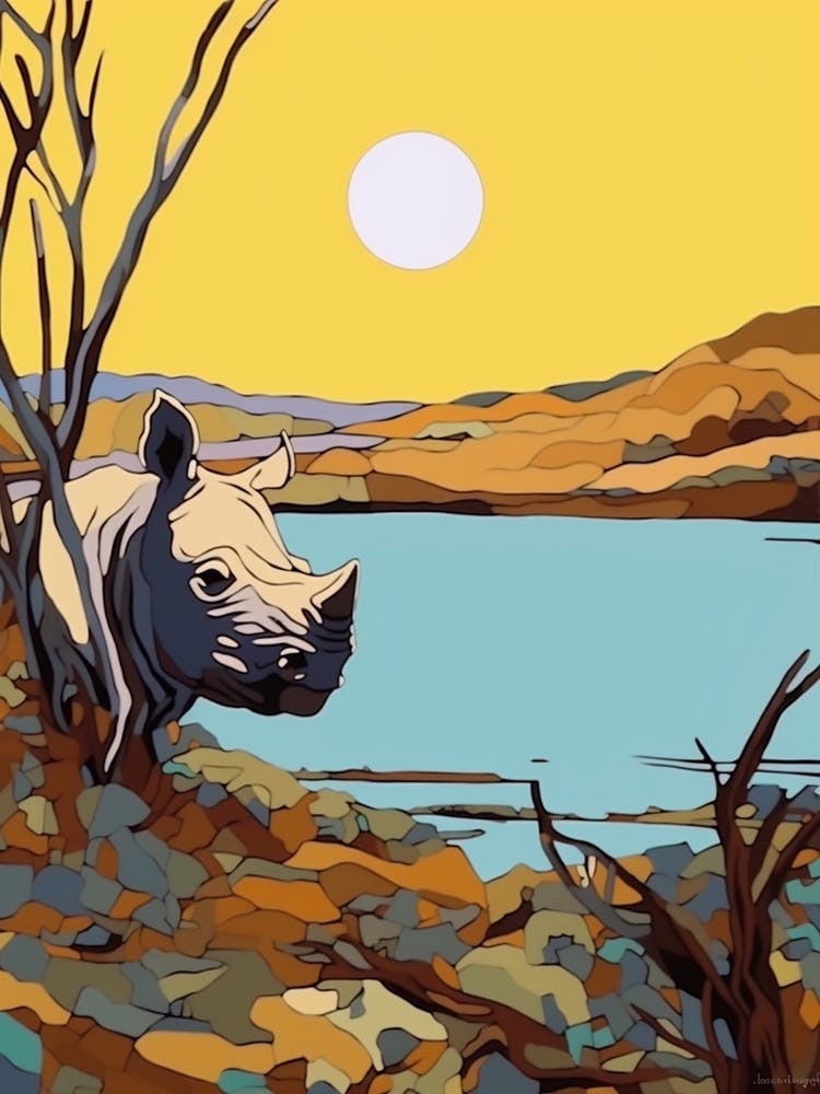 Simple Rhino Illustration Sunrise 3