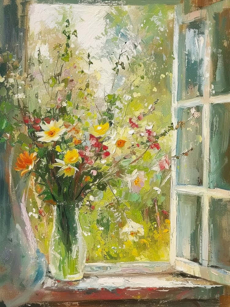 Lily Flowers On A Cottage Window 2