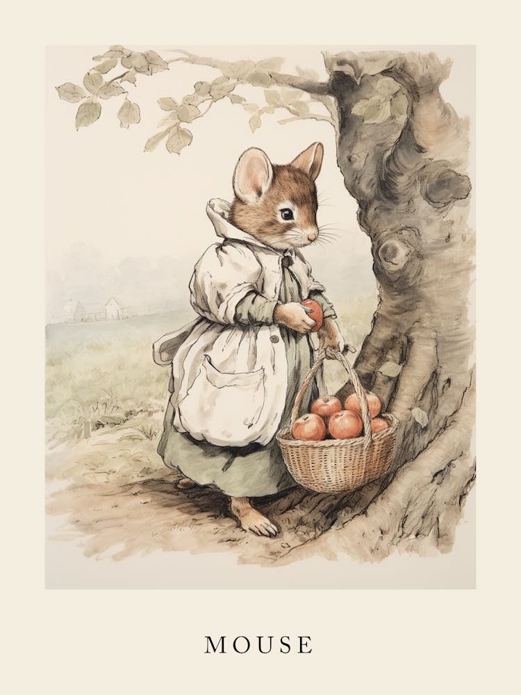 Beatrix Potter Inspired  Animal Watercolour Mouse 1
