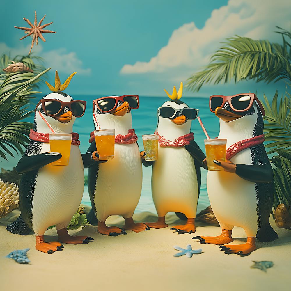 Tropical Penguin Beach Party Fun 1