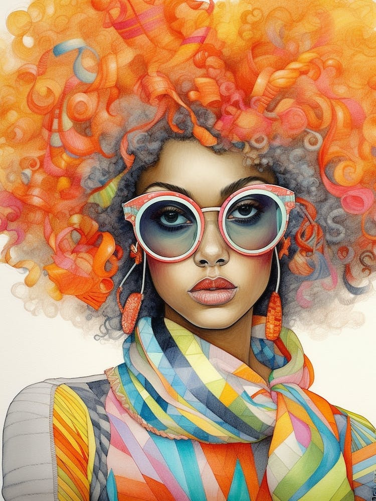 Afro Fashionista Pencil Drawing 5