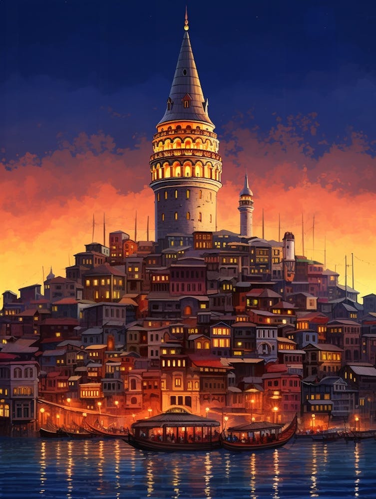 Galataturm Moderne Pixelkunst 1
