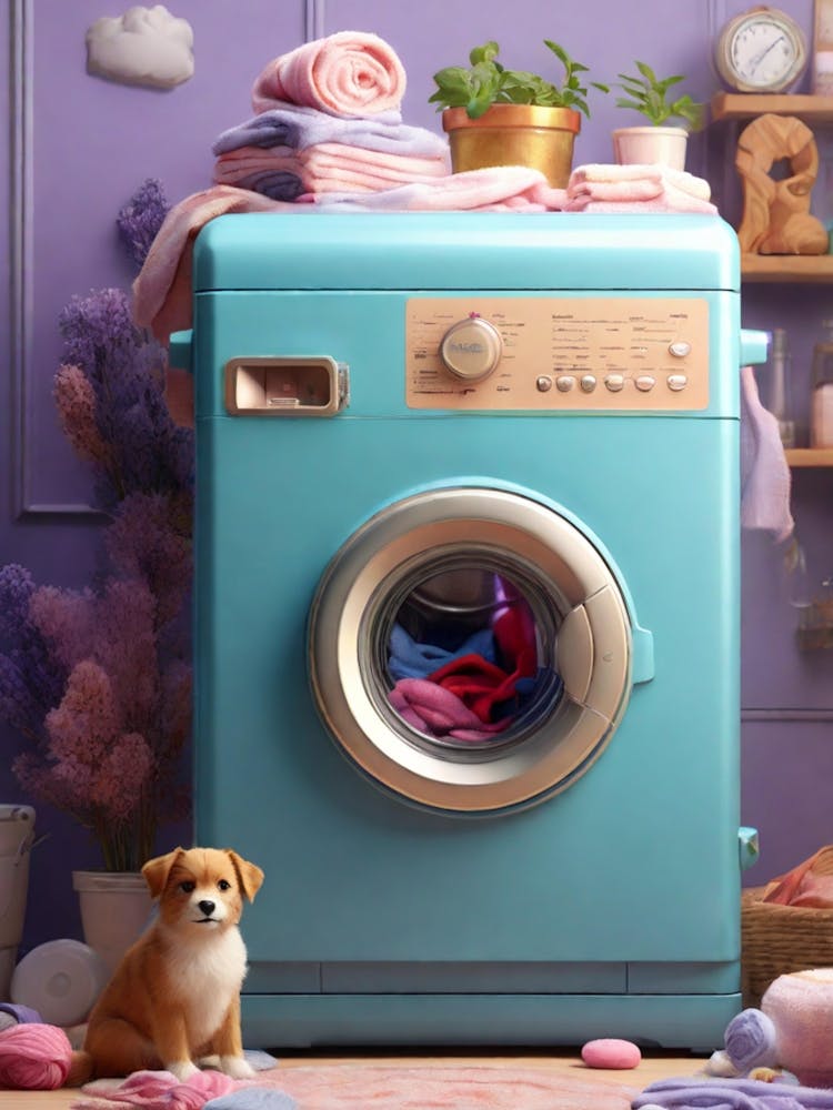 Washing Machine And A Dog