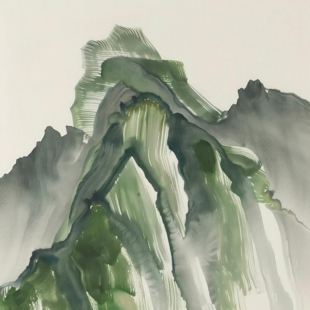 Japanese Watercolour Of Mount Nikko Shirane 2