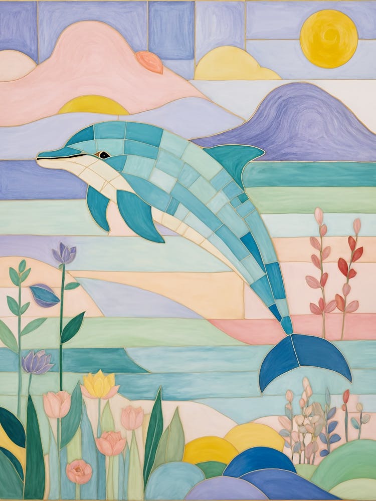 Dauphin en Mosaïque Pastel