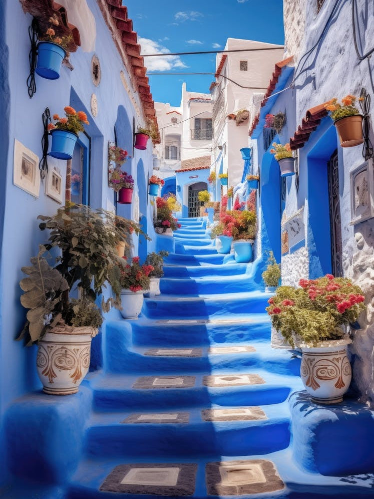 Blue Street In Chefchaouen, Morocco