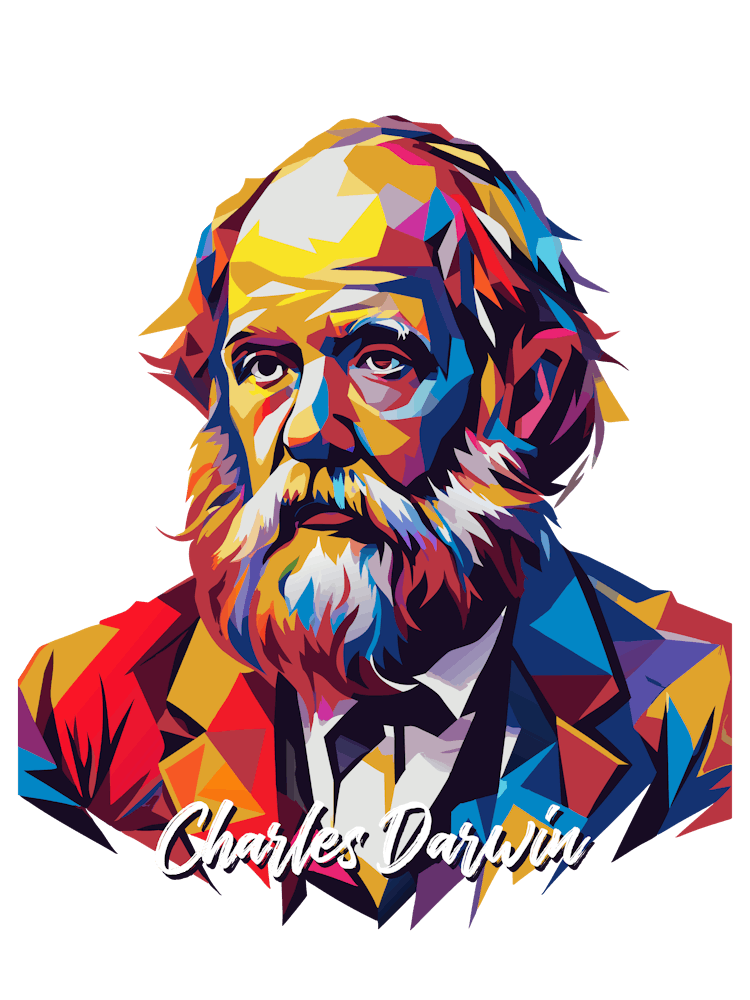 Charles Darwin 2 Portrait WPAP Pop Art