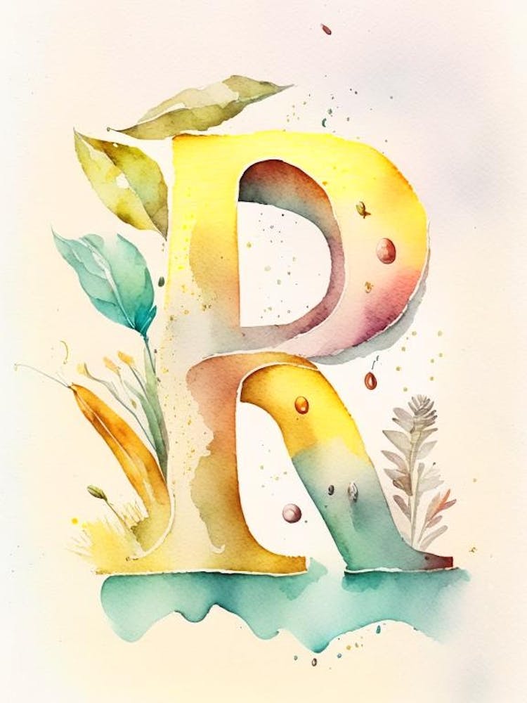 R  Letter, Alphabet Storybook Watercolour 2